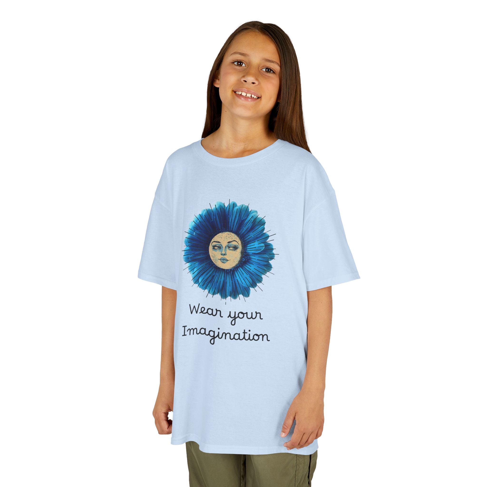 Personalize it! Youth 'Wear Your Imagination' Blue Flower Face Graphic