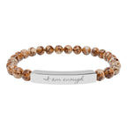 Personalize it! Engravable Natural Stone Stretch Bracelet — Bar Bead Bracelet ("I am enough")