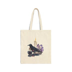 Gothic Crow & Crystal Tote Bag — Witchy Candle Canvas Tote
