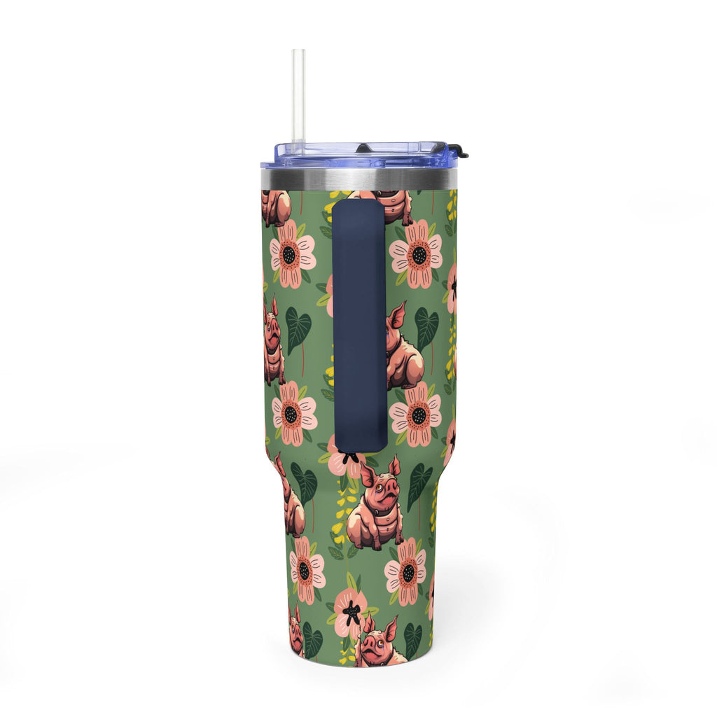 40oz Floral Squonk Tumbler — Insulated Vacuum Travel Mug