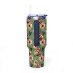 40oz Floral Squonk Tumbler — Insulated Vacuum Travel Mug