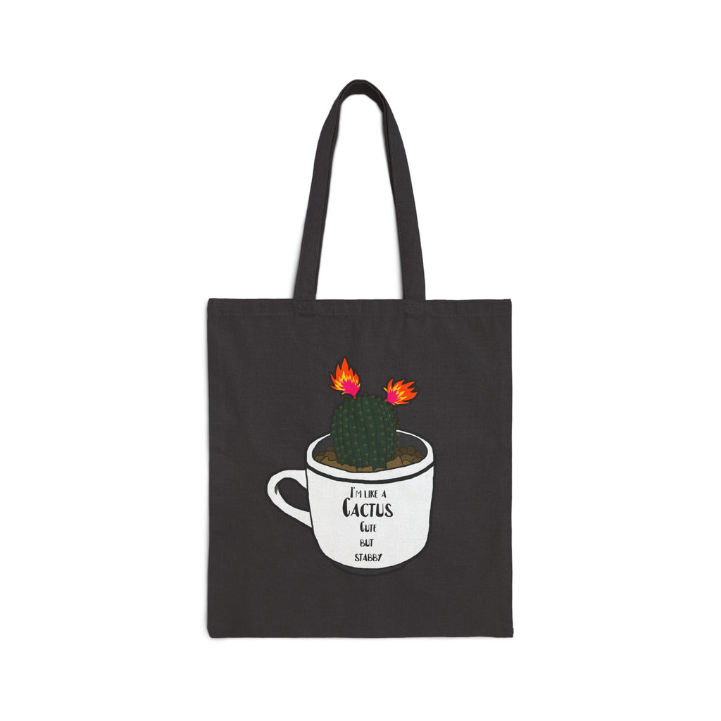 Tote Bag — 'I Like A Cactus' Cute Coffee Cup Cactus Canvas Tote