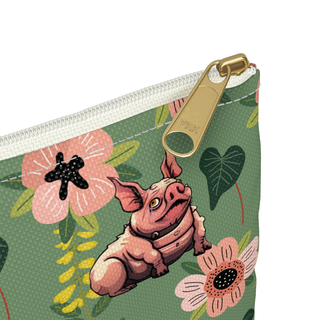 Floral Squonk Accessory Pouch — Cute Cryptid Makeup & Travel Zipper Bag