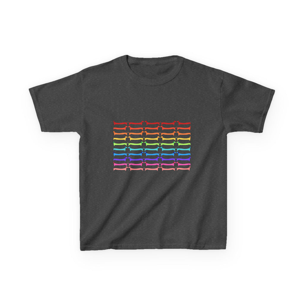 Youth Rainbow Dachshund Pattern Cute Dog Graphic Tee