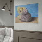 Cat with Sunflowers Poster — Rolled Art Print