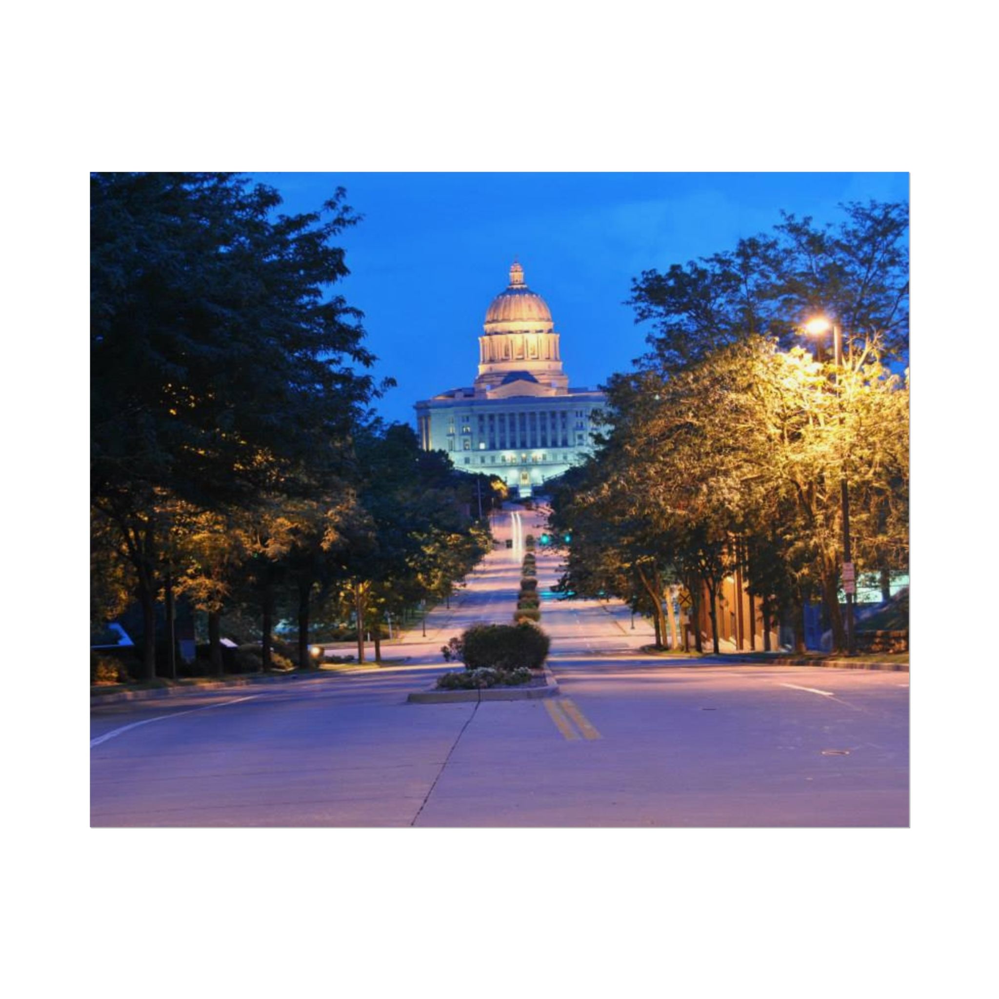 Rolled Poster — Nighttime Missouri Capitol Building Cityscape Wall Art