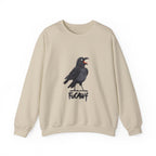 Crewneck Sweatshirt — Screaming Crow Graphic with "FUC AWF" Text