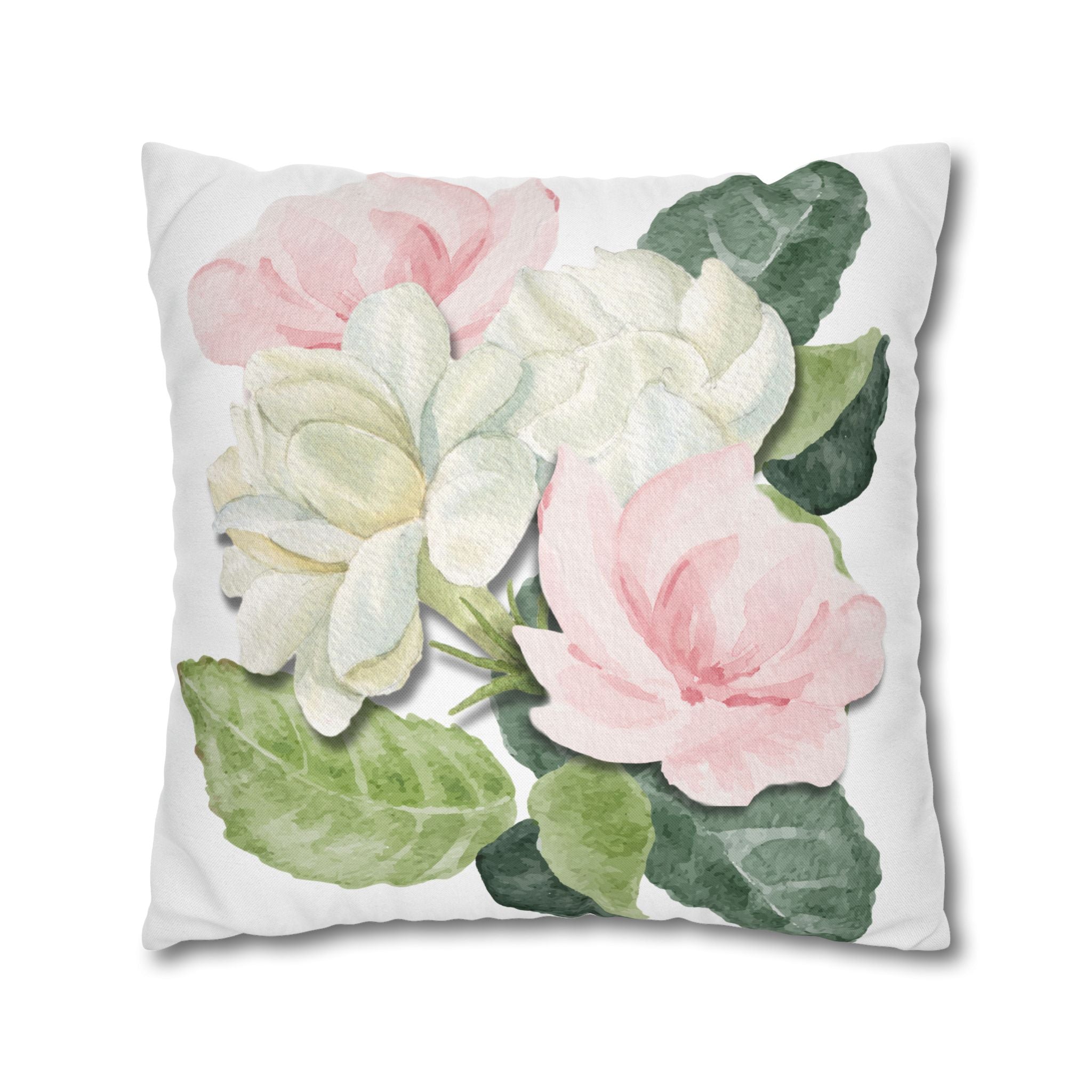 Peony Floral Garden Pillowcase — Pink & White Decorative Throw Pillowcase