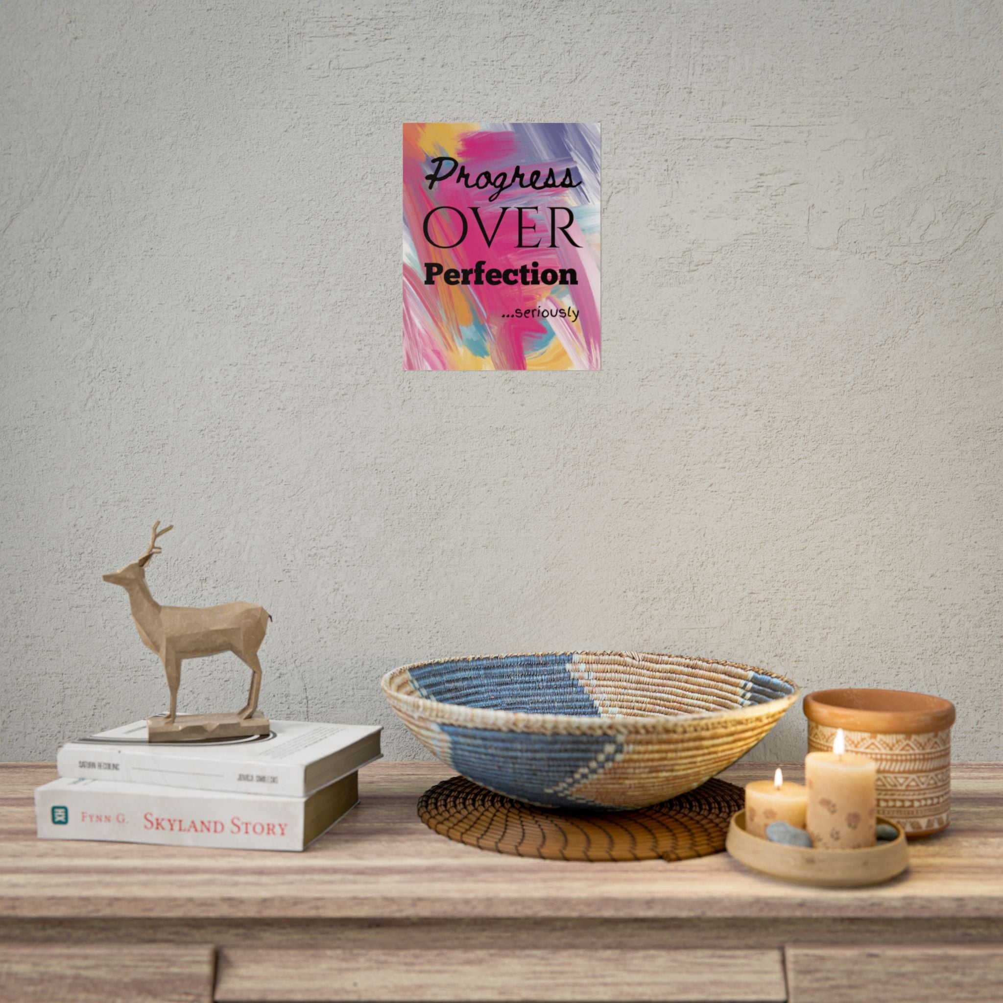 "Progress Over Perfection" – Motivational Wall Art for Office, Studio & Classroom
