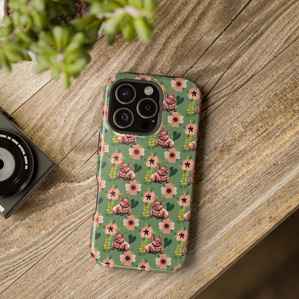 Floral Squonk Pattern Impact Phone Case — Protective iPhone Cover with Pink Flowers
