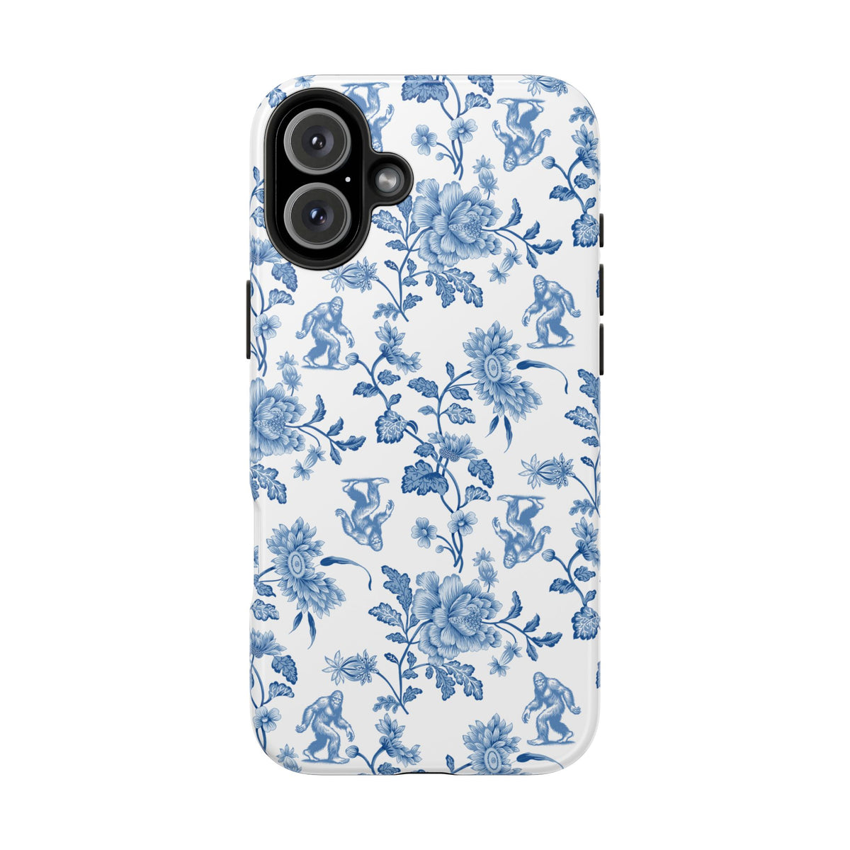 Bigfoot Floral Porcelain Tough Phone Case — Vintage Delft Pattern Protective Phone Case