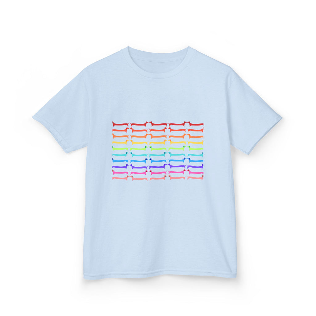 Youth Rainbow Dachshund Pattern Cute Dog Graphic Tee