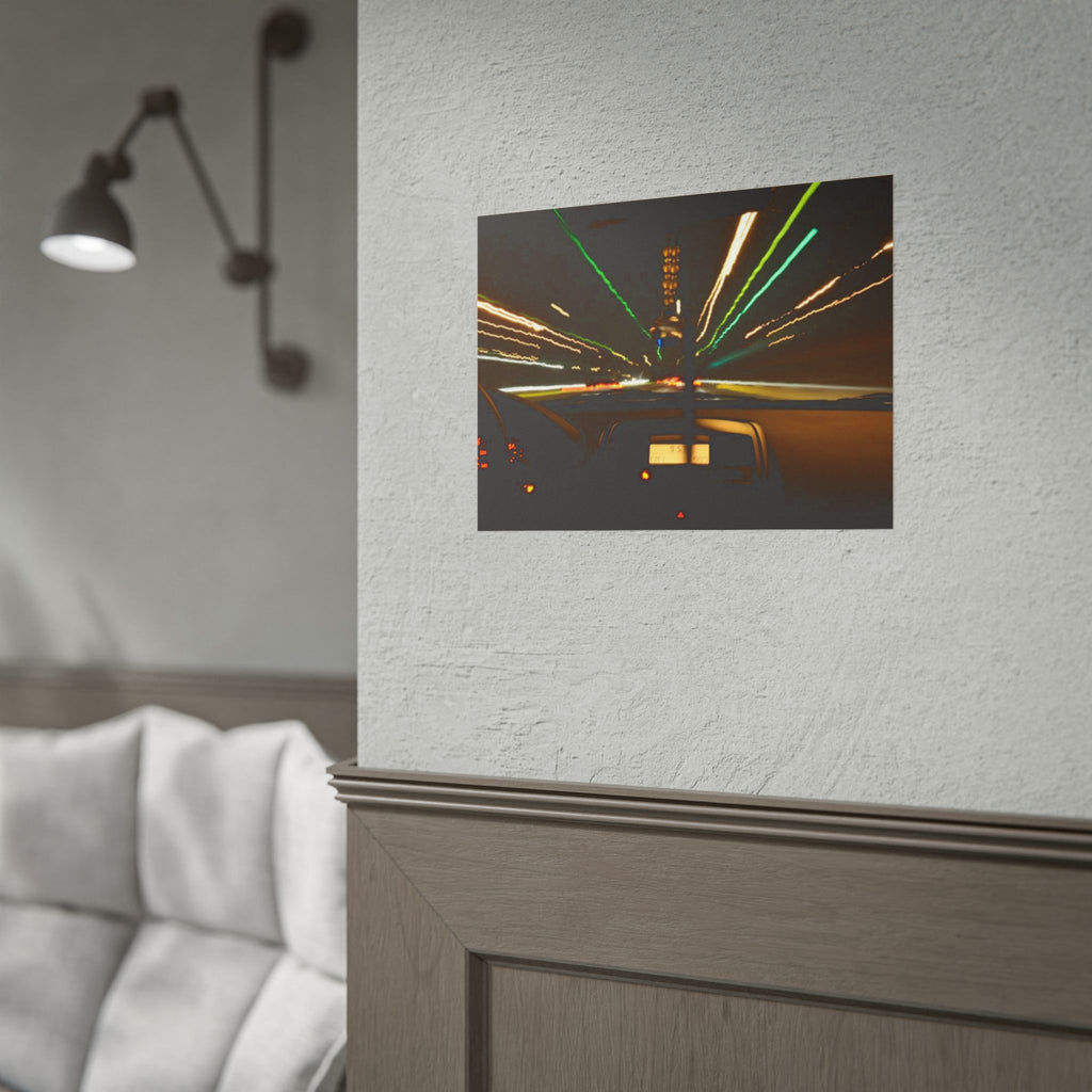 Night Drive Light Trails Poster - Rolled Wall Art