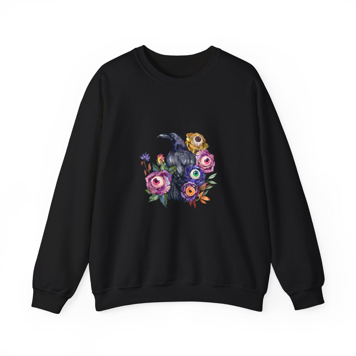 Surreal Raven & Wildflowers Crewneck Sweatshirt