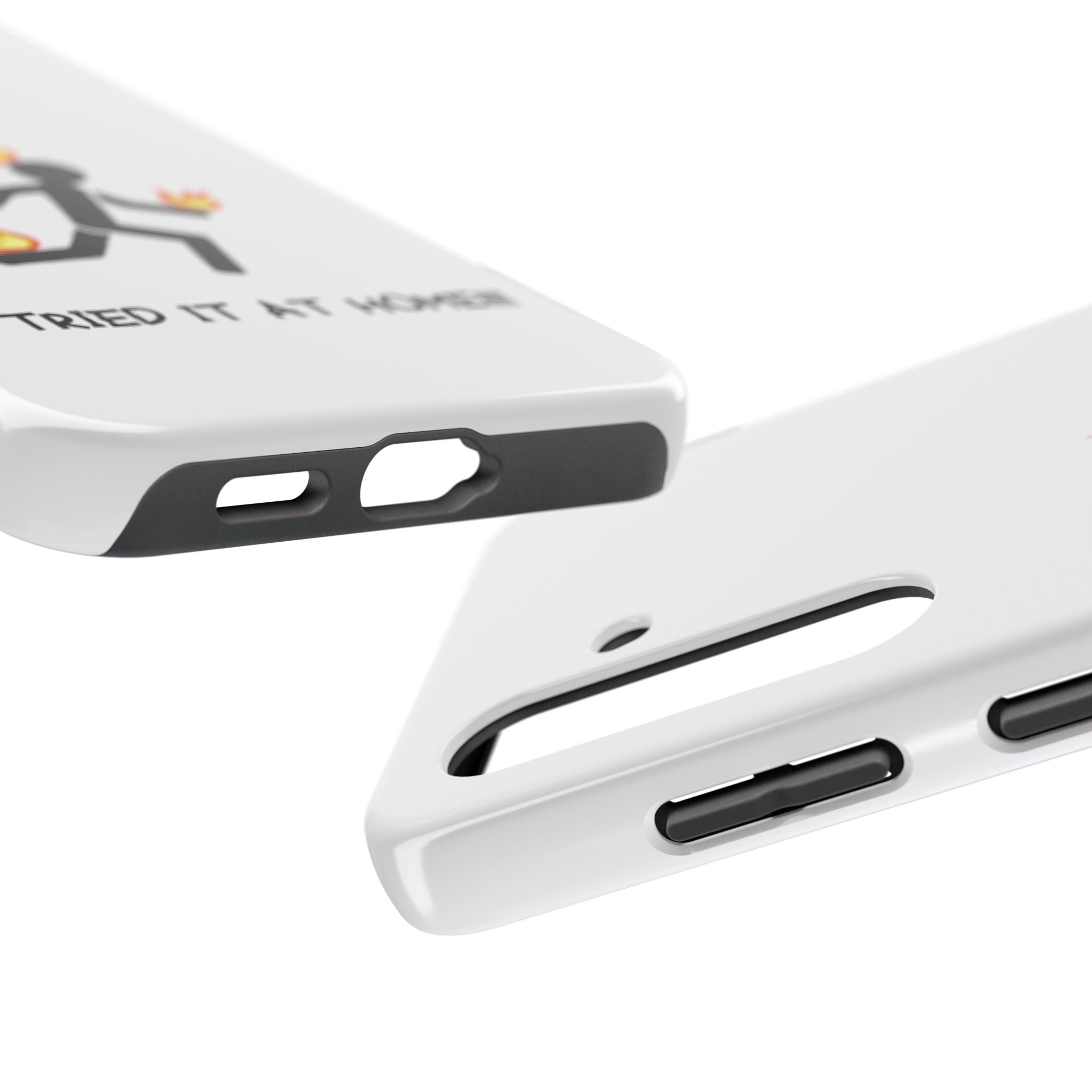 Tough Phone Case — Funny "I Tried It at Home" Stunt Stick Figure Design