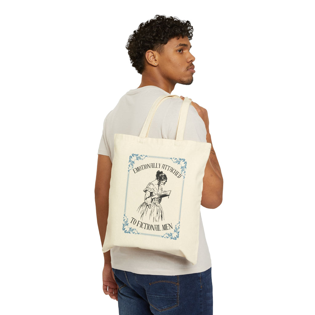 Tote Bag — "Emotionally Attached to Fictional Men" Vintage Reader Tote