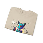 Alien Cat Crewneck Sweatshirt — Neon Cosmic Cat Graphic