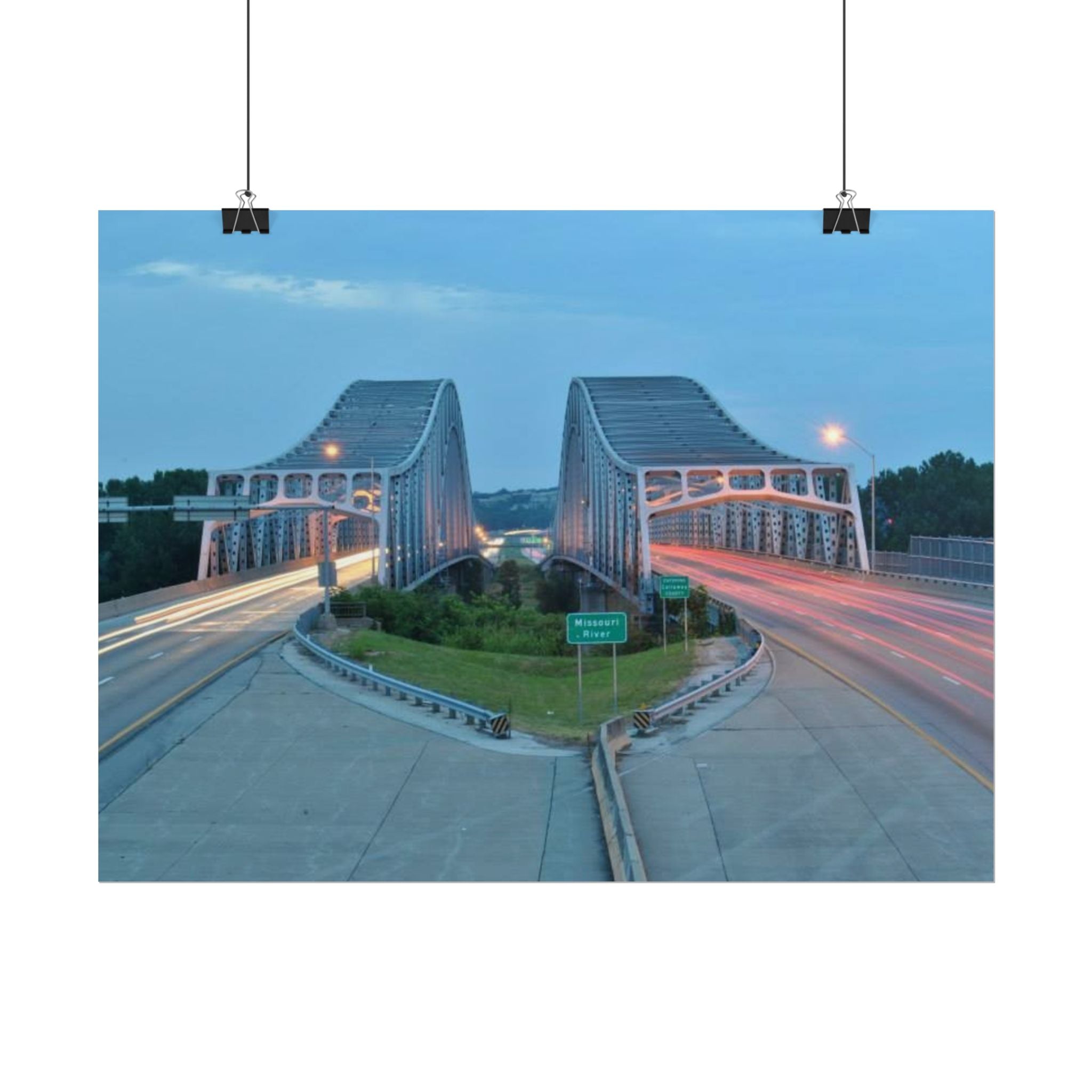 Twilight Bridge Rolled Poster — Long-Exposure Cityscape Wall Art