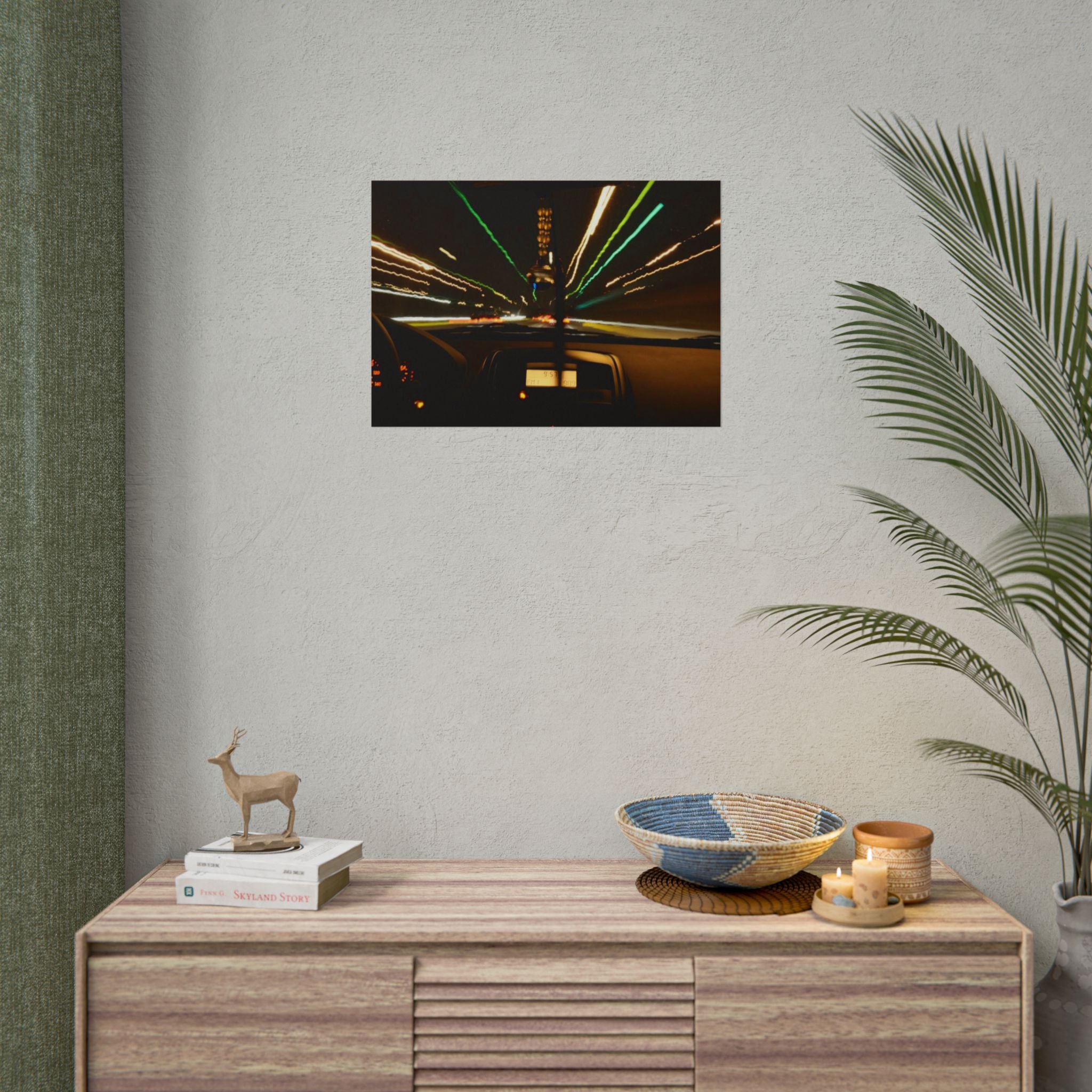 Night Drive Light Trails Poster - Rolled Wall Art
