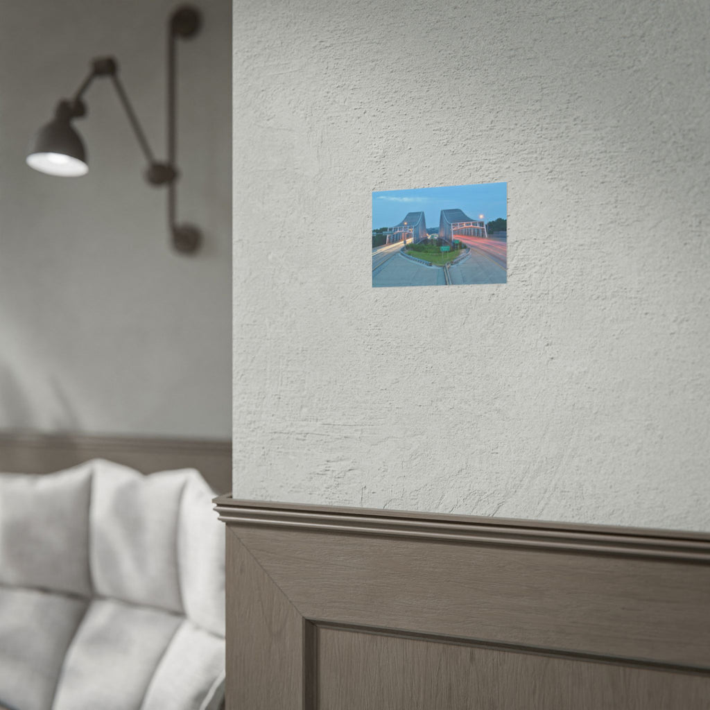 Twilight Bridge Rolled Poster — Long-Exposure Cityscape Wall Art