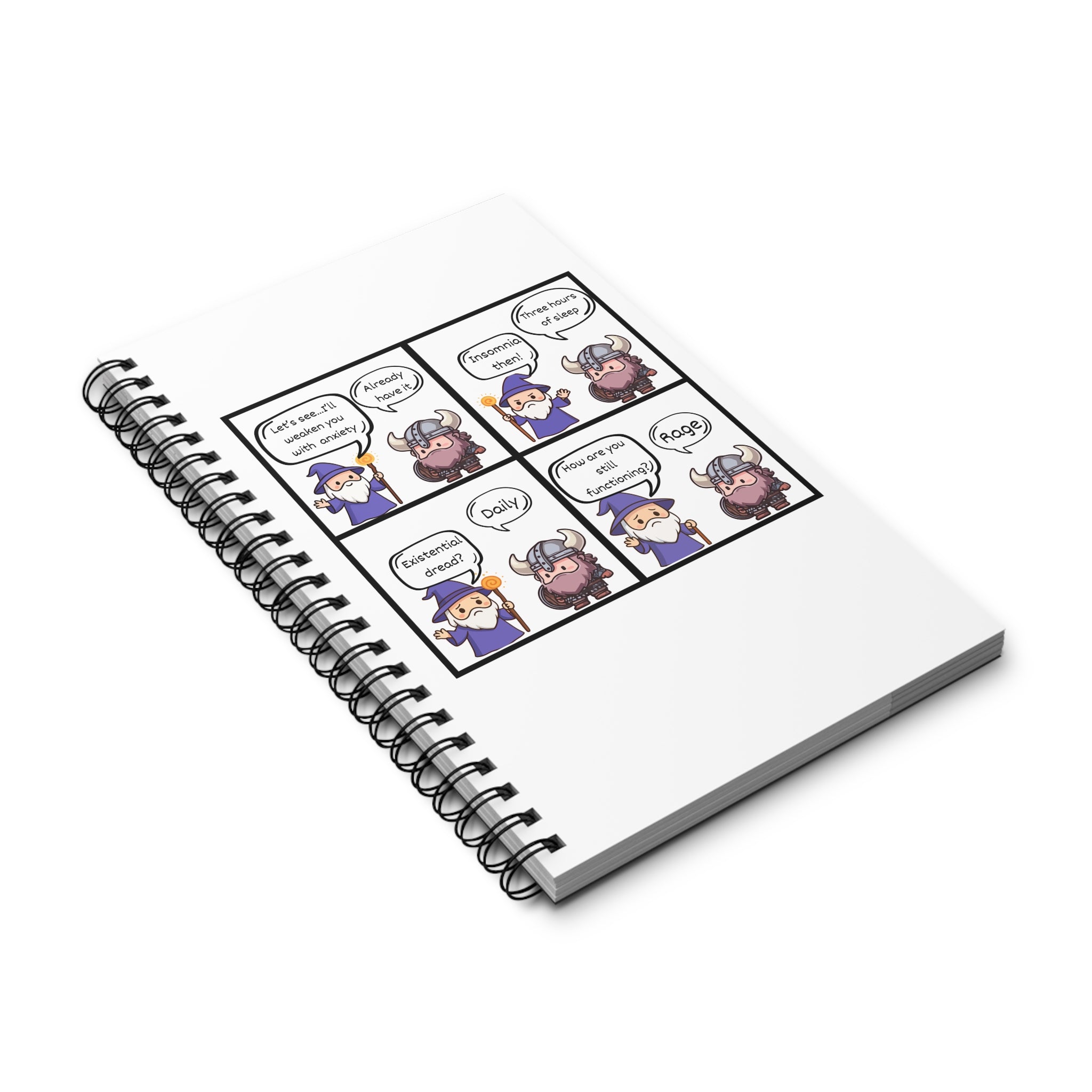Cute Comic Spiral Journal – D&D Themed Notebook