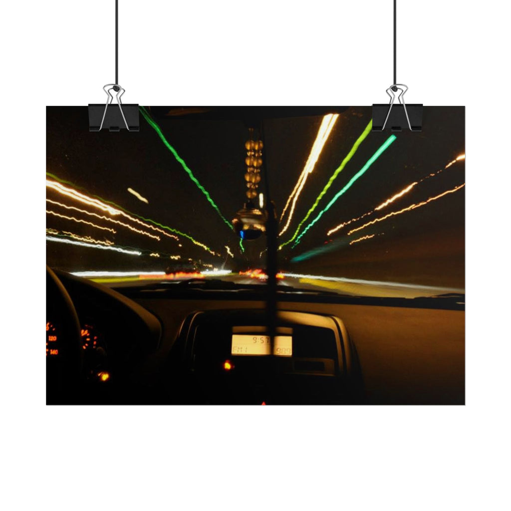 Night Drive Light Trails Poster - Rolled Wall Art