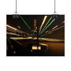 Night Drive Light Trails Poster - Rolled Wall Art