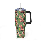 40oz Floral Squonk Tumbler — Insulated Vacuum Travel Mug