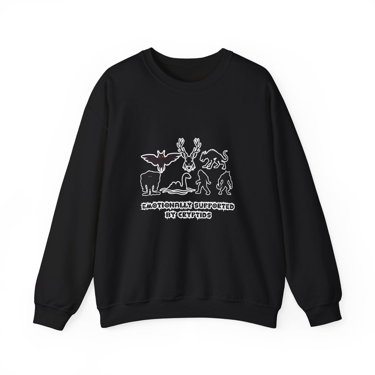 Crewneck Sweatshirt — "Emotionally Supported by Cryptids" Graphic