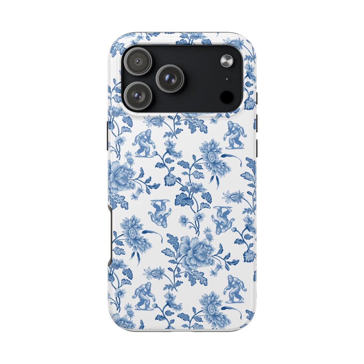 Bigfoot Floral Porcelain Tough Phone Case — Vintage Delft Pattern Protective Phone Case