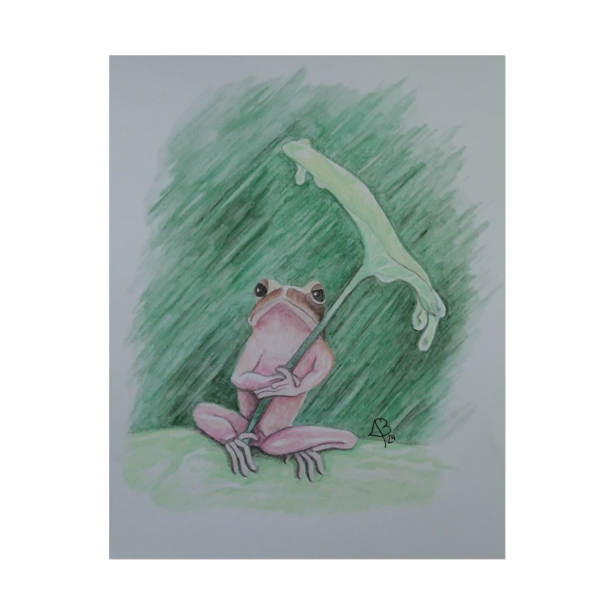 Whimsical Pink Frog Art Print for Nursery & Nature Lovers