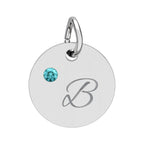 Personalize it!  Birthstone Circle Charm — Engraved Initial Pendant
