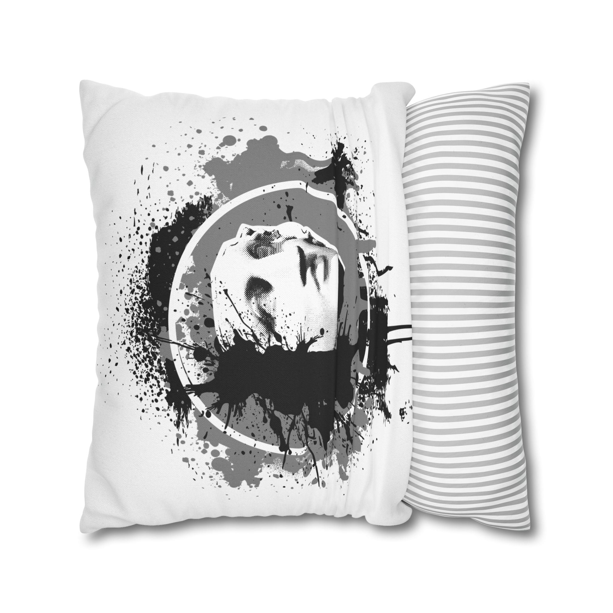Statue Splash Art Pillow — Black Ink Splash Decorative Throw Pillow