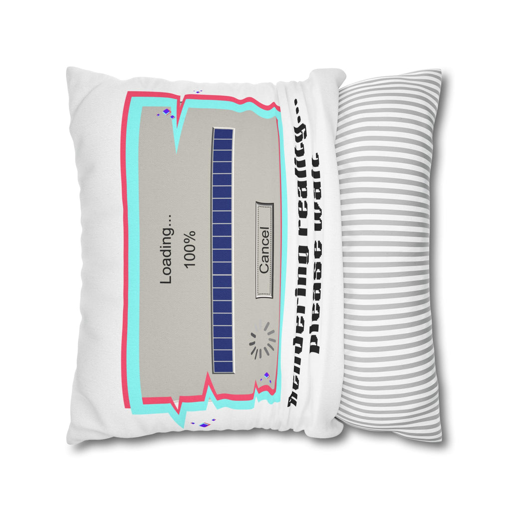 Square Pillowcase — "Rendering Reality... Please Wait" Retro Loading Bar Decorative Pillowcase