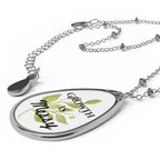 Oval Necklace — "Growth Is Messy" Inspirational Teardrop Pendant