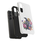 'Surreal' Tough Phone Case — Protective Phone Cover with Raven and Bouquet Design