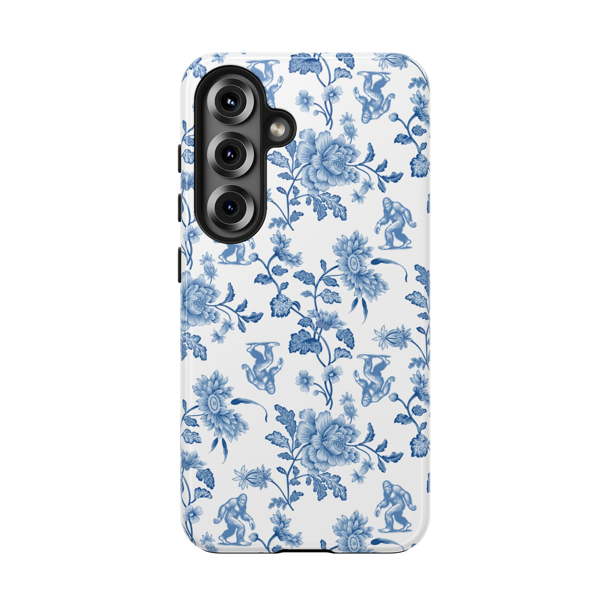 Bigfoot Floral Porcelain Tough Phone Case — Vintage Delft Pattern Protective Phone Case