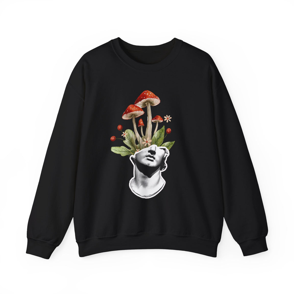 Mushroom Head Art Sweatshirt — Surreal Botanical Crewneck