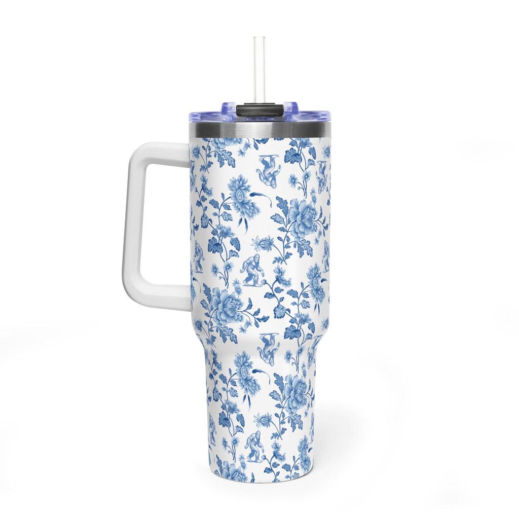 40oz Bigfoot Floral Vacuum Tumbler – Insulated Travel Mug with Straw