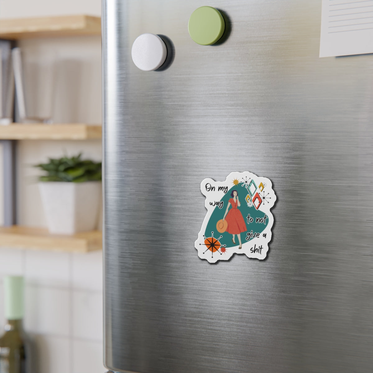 “On My Way to Not Give a Shit” Die-Cut Fridge Magnet