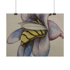 Bee in Blue Flower Poster — Rolled Botanical Art Print