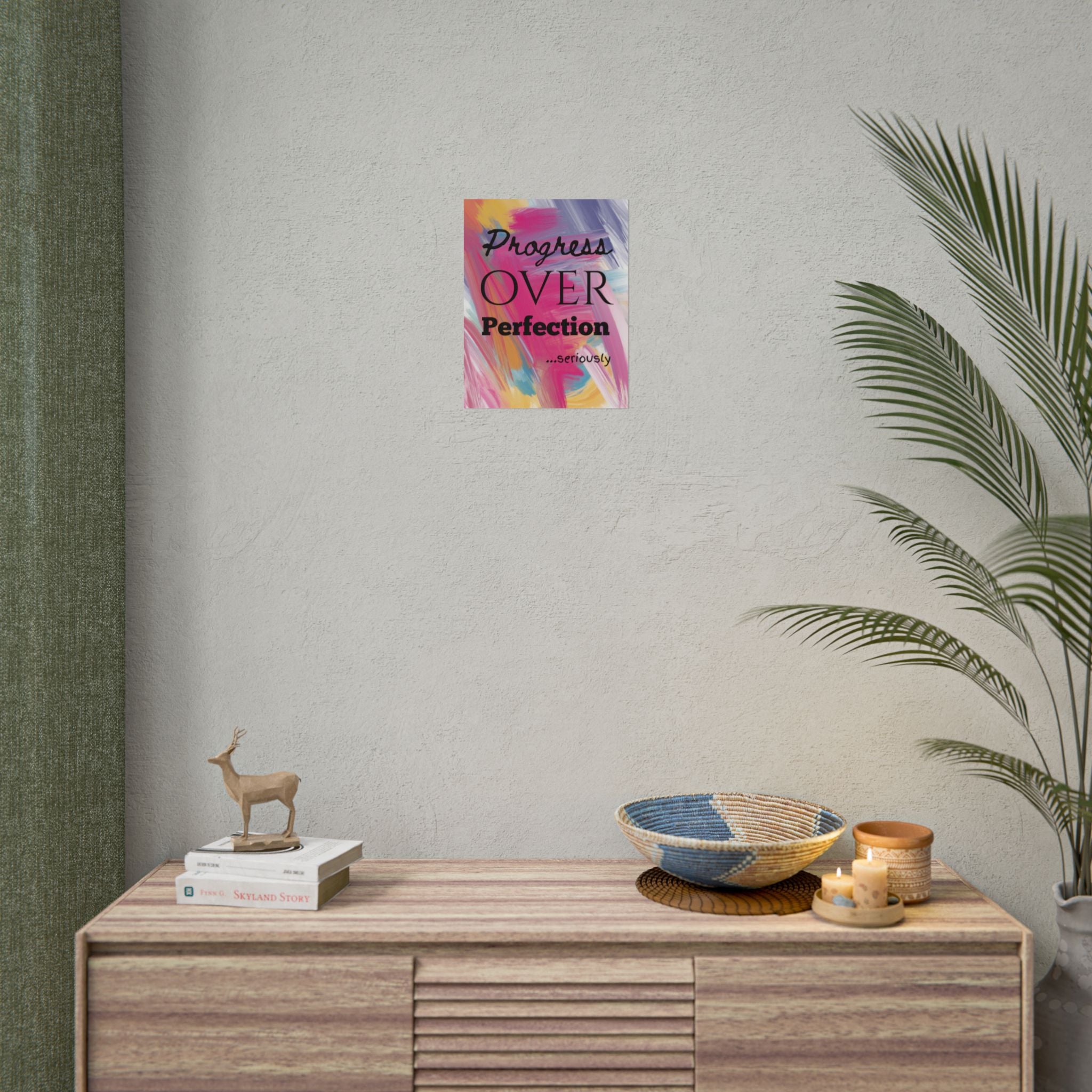 "Progress Over Perfection" – Motivational Wall Art for Office, Studio & Classroom