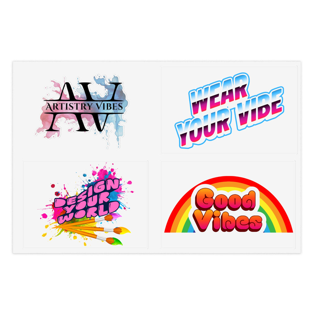 Vibrant Vibes Sticker Sheet – Artistry, Good Vibes & Wear Your Vibe Decals
