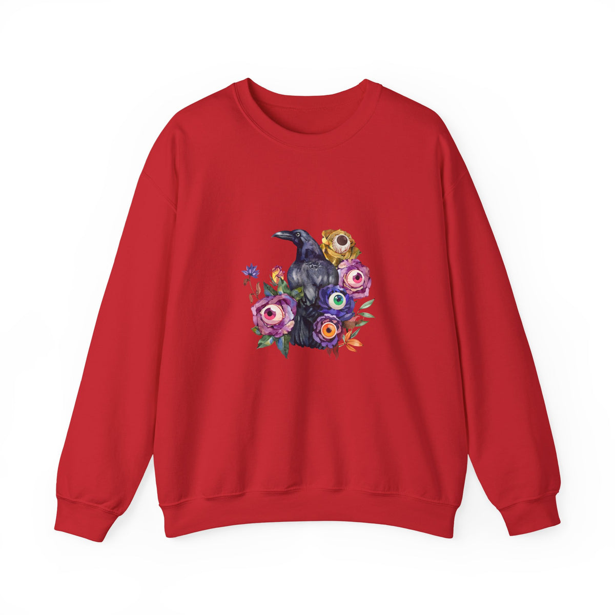 Surreal Raven & Wildflowers Crewneck Sweatshirt
