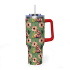 40oz Floral Squonk Tumbler — Insulated Vacuum Travel Mug