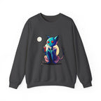 Alien Cat Crewneck Sweatshirt — Neon Cosmic Cat Graphic
