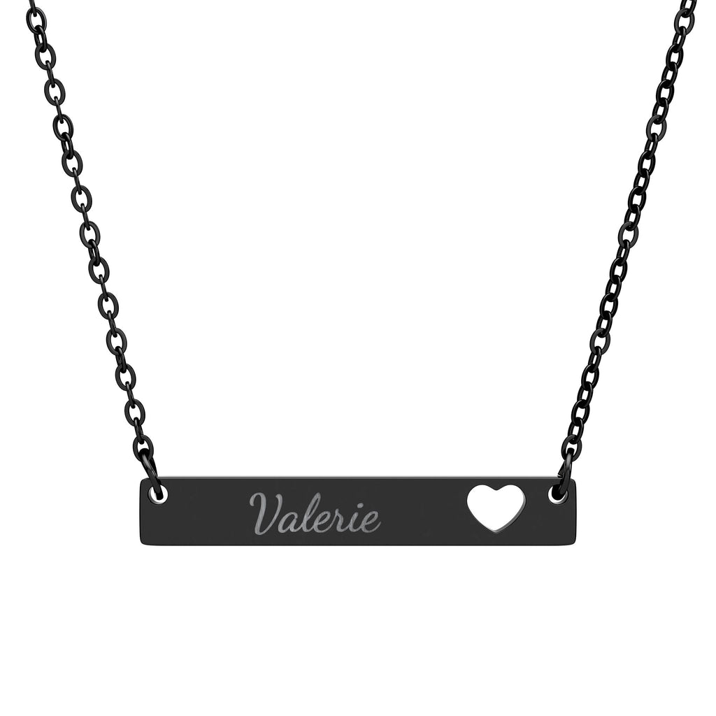 Personalize it! Engravable Cutout Heart Bar Necklace