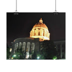 Nighttime Missouri Capitol Dome Rolled Poster — Illuminated Government Building Wall Art