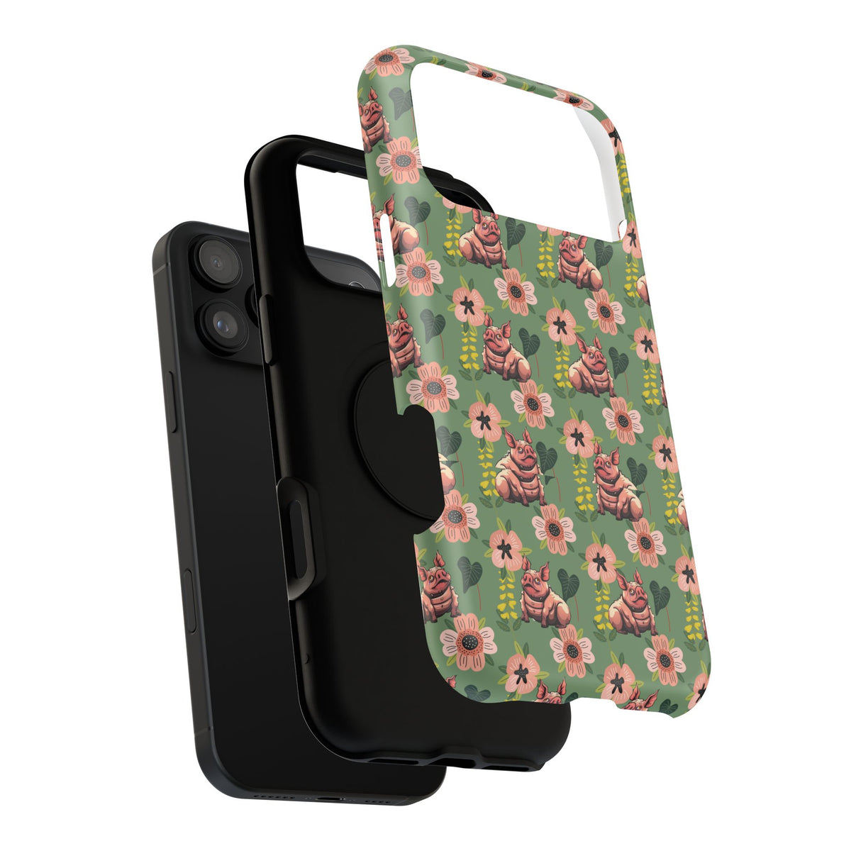 Floral Squonk Pattern Impact Phone Case — Protective iPhone Cover with Pink Flowers