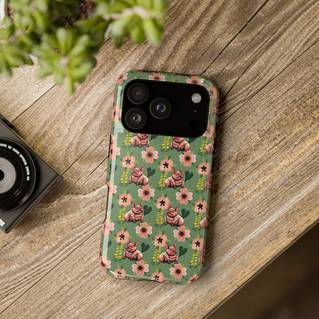 Floral Squonk Pattern Impact Phone Case — Protective iPhone Cover with Pink Flowers